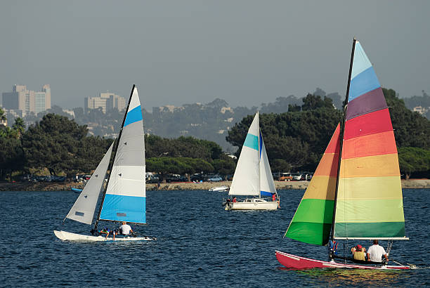 Sailing in Mission Bay 2 stock photo