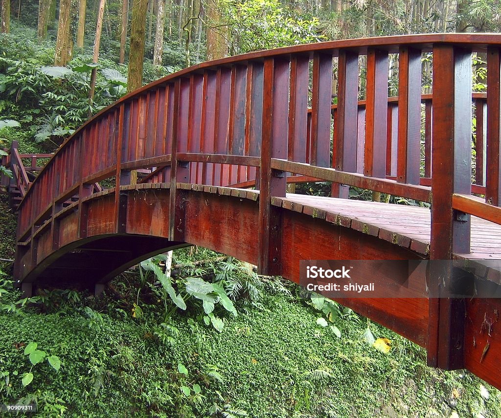 A velha ponte de madeira - Foto de stock de Antigo royalty-free