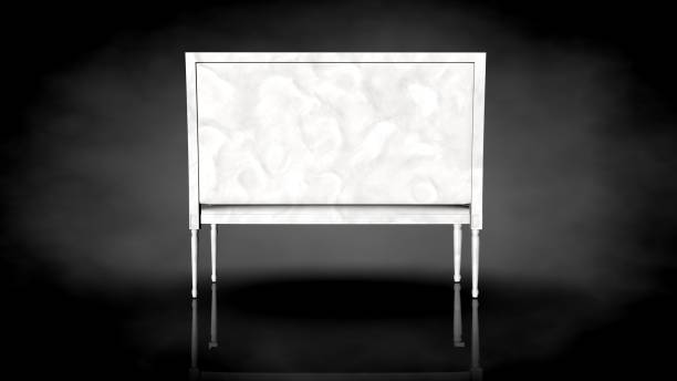 istock 3d rendering of a white chair on a black background 909096746