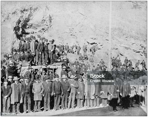 Antique Photograph Of Worlds Famous Sites Last Deadwood Coach South Dakota Stock Illustration - Download Image Now