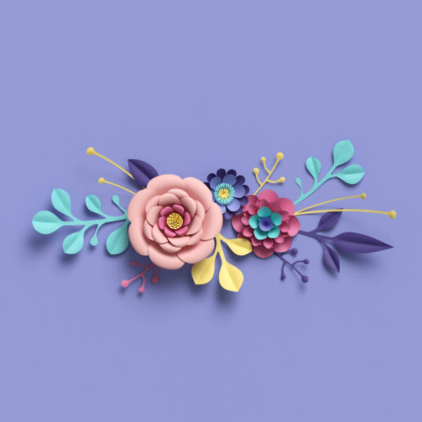 istock 3d rendering, abstract round floral bouquet, botanical background, bridal paper flowers, pattern,  papercraft, candy pastel colors, bright hue palette 909097502