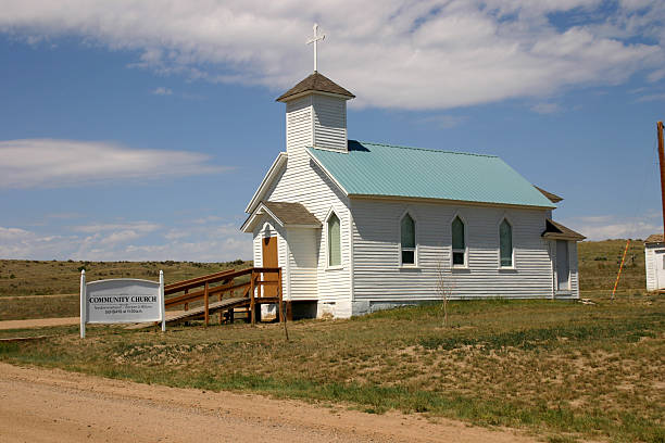 Church on the western plains stock photo