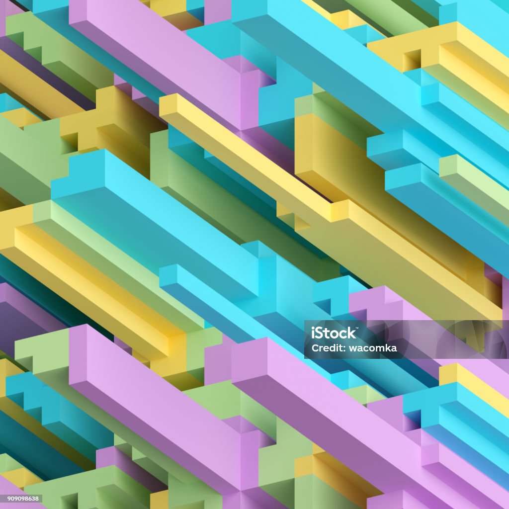 3d Rendering Abstract Voxel Background Geometric Wallpaper Cube Punchy  Pastel Modern Rebellious Color Scheme Bright Candy Palette Stock Photo -  Download Image Now - iStock