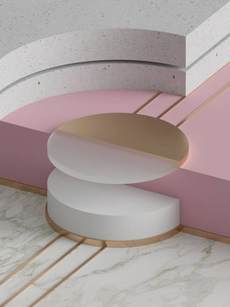 istock 3d rendering, modern abstract geometric background, minimalistic empty showcase, art deco mock up, primitive shapes, shop display, pastel colors 909100758