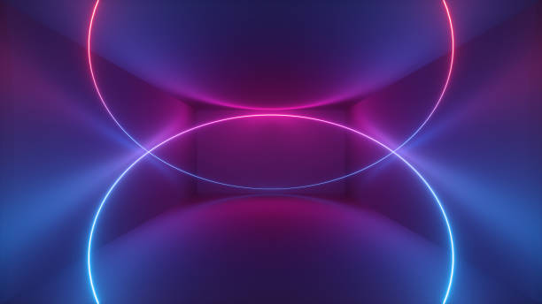 istock 3d rendering, glowing curvy lines, neon circle, lights, abstract psychedelic background, product showcase template, ultraviolet vibrant colors 909100872