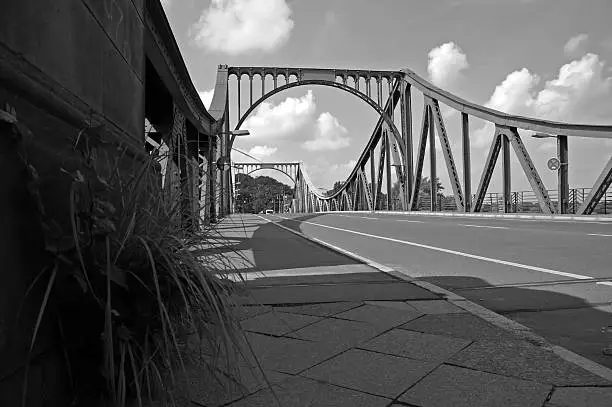 glienicke bridge, berlin / germany, in summer of 2006; the place of spy swap during cold war between east and west