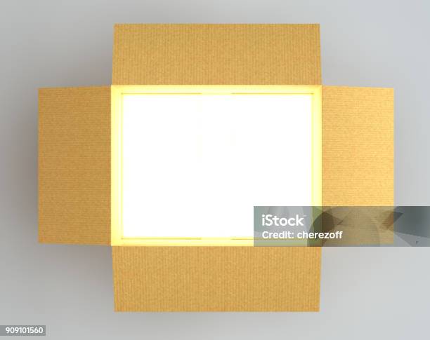 Cardboard Box Openview Open Cardboard Box With Glow Inside Stock Photo - Download Image Now ...