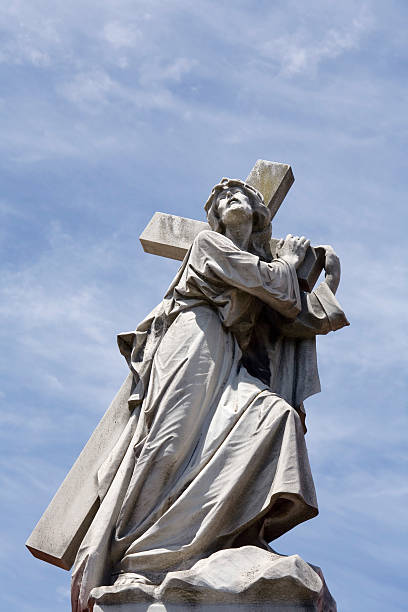 Cross with shawl and crown of thorns.