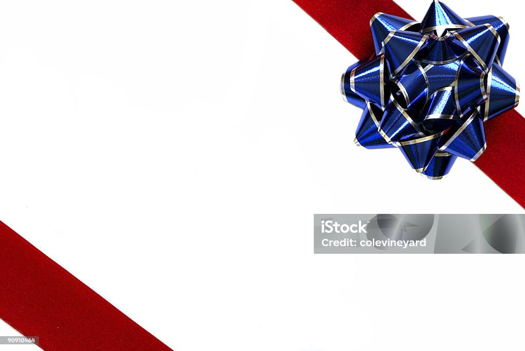 Azul Bow con cinta roja - Foto de stock de Azul libre de derechos