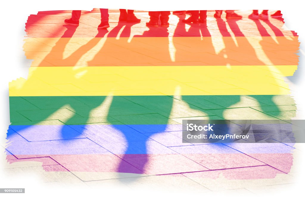 Rainbow flag and shadows concept picture LGBTQIA Rights Stock Photo