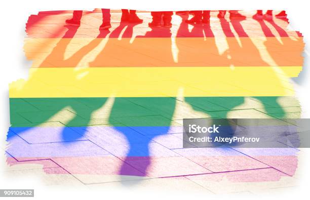 Rainbow Flag And Shadows Concept Picture Stock Photo - Download Image Now - LGBTQIA Rights, LGBTQIA Culture, Community