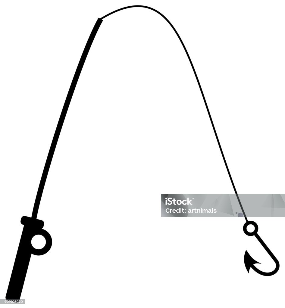A Fishing Rod In Shadow Stock Illustration - Download Image Now - Fishing  Line, Vector, Fishing Hook - iStock