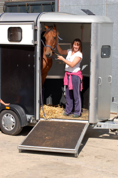 istock Women Horse and Trailer 90910820
