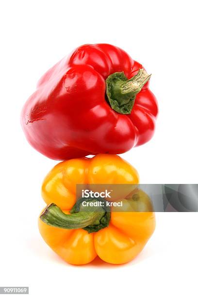 Two Paprikas Stock Photo - Download Image Now - Tower, White Background, Cayenne Pepper