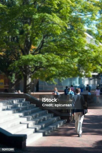 Surreal Campus Scene Stock Photo - Download Image Now - Adult Student, Backpack, Brick