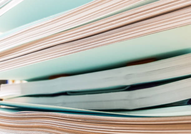 istock Stacks of white and blue paper document,design for Illustration. 909114138