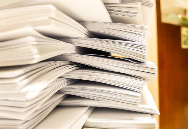 istock Stacks of white Paper document,switch,office and business concept background,design for advertising,illustration and banner. 909114412
