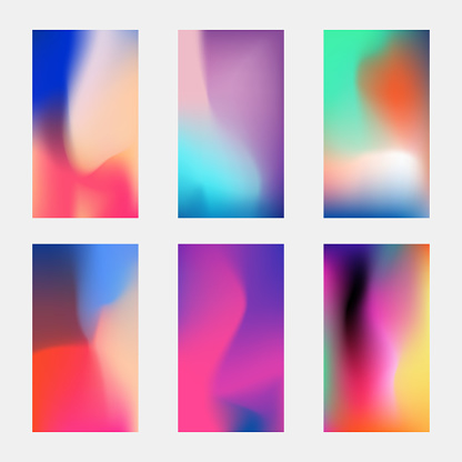 Modern phone vector elegant wallpaper. Blurred multicolored backgrounds with gradient meshes. Multicolor wallpaper for smartphone, blurry paint glowing illustration