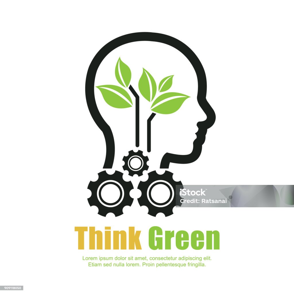 Think Green Simple Think Green Concept Stock Illustration - Download Image Now - Computer ...