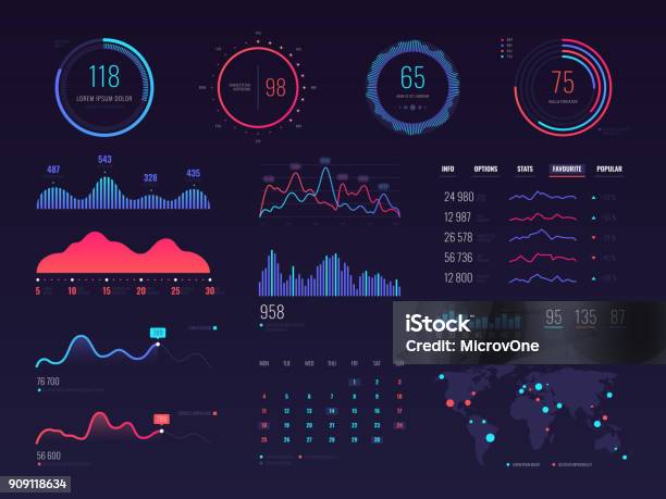 インテリジェント技術 Hud ベクトル インターフェイス図表でネットワーク管理データ画面 - グラフのベクターアート素材や画像を多数ご用意 - グラフ, データ, インフォグラフィック