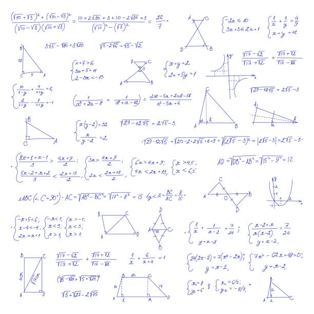 ilustraciones, imágenes clip art, dibujos animados e iconos de stock de ecuación matemática elaborado con fórmulas de álgebra escrito a mano a mano - kidney stone