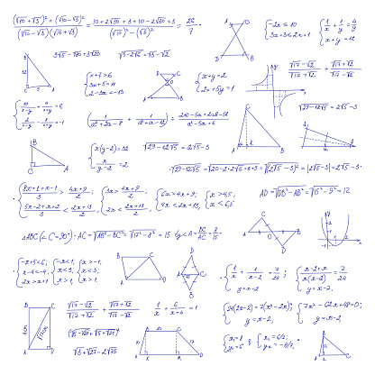 Drawing Using Math Equations Hand Drawn Mathematical Equation With Handwritten Algebra Formulas ...