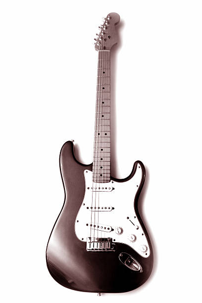 istock A black and white electric guitar on a white background 90912591