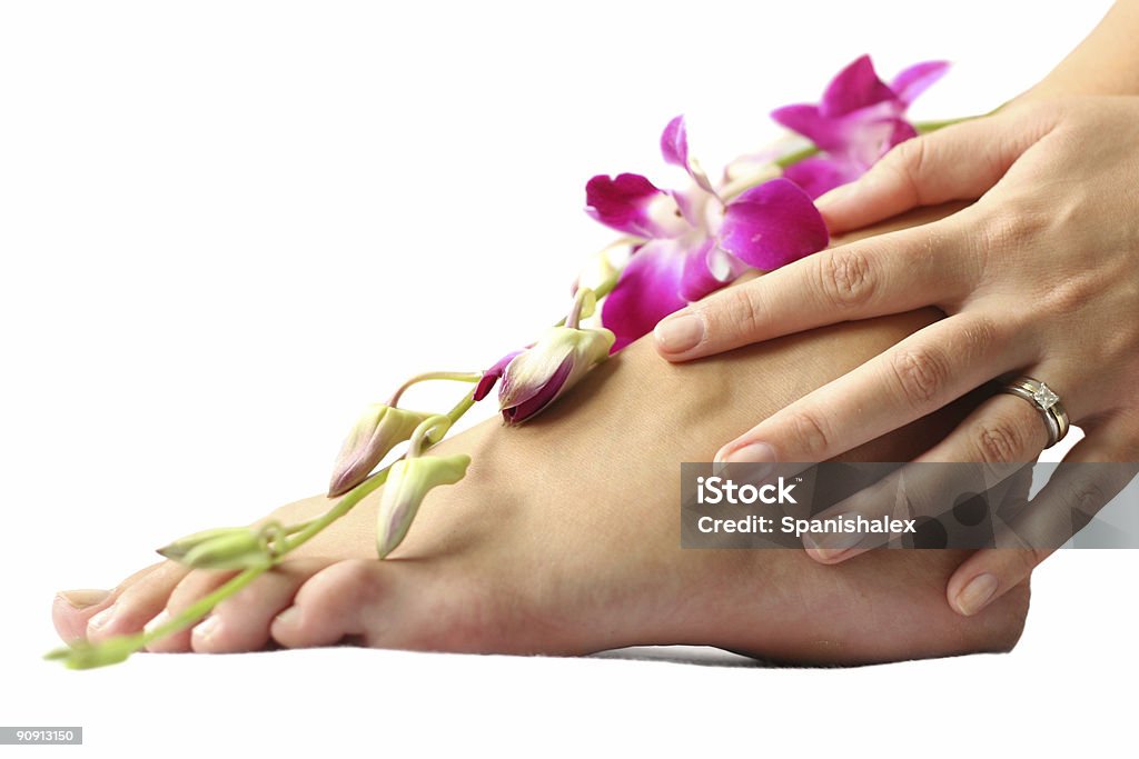 Стопы и орхидея - Стоковые фото Альтернативная медицина роялти-фри