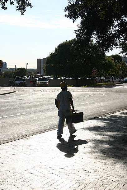 Construction Worker end of the day stock photo