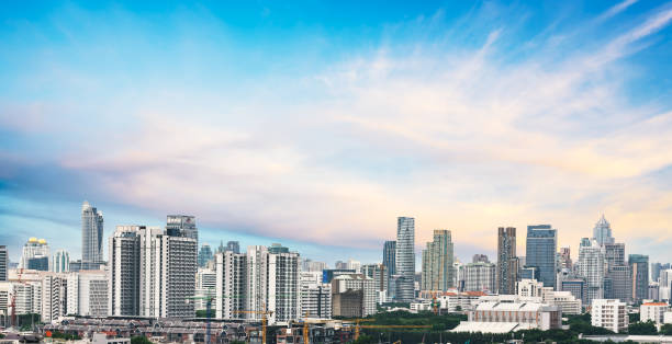 istock Cityscape in sunset time 909135956