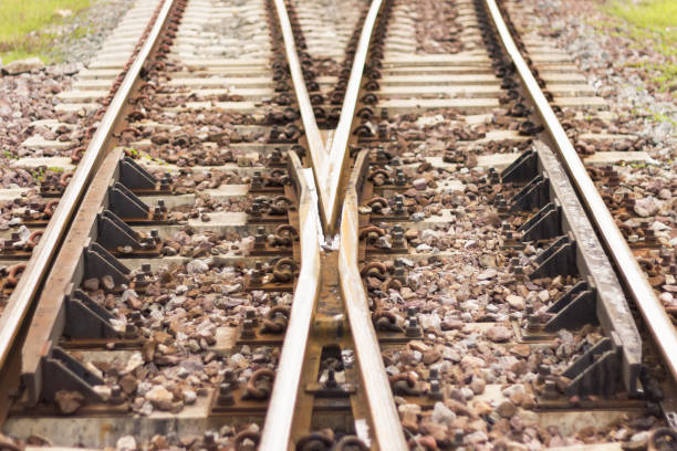 istock railway track, line crossing railway track 909142014