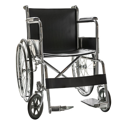 Wheelchair for patient in hospital or handicapped isolated on white background with clipping path