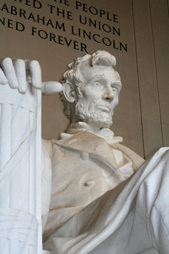Side view of Abraham Lincoln statue at Lincoln Memorial in Washington, D.C.