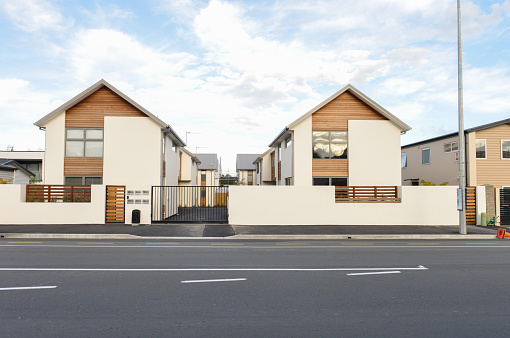 Modern townhome side the road in New Zealand