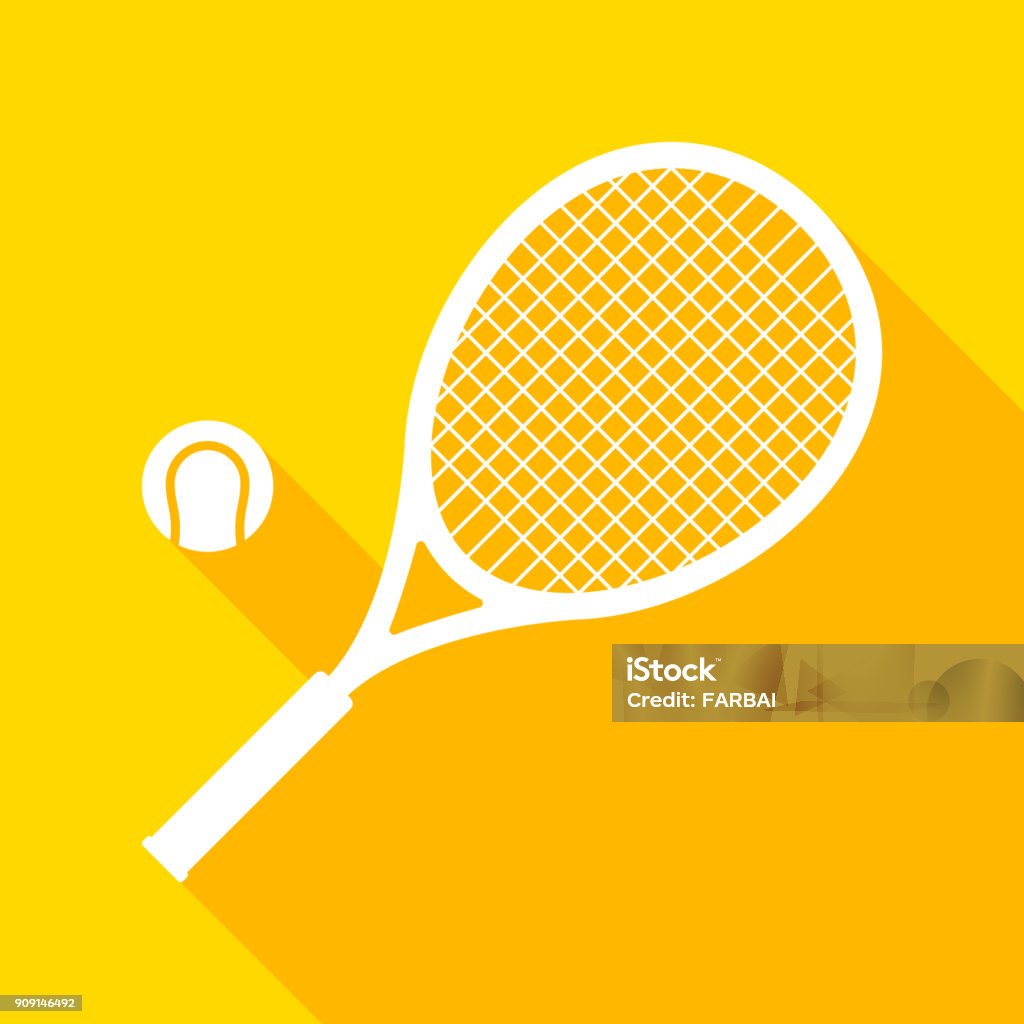 Tennis racket and ball with long shadow Vector element Tennis stock vector