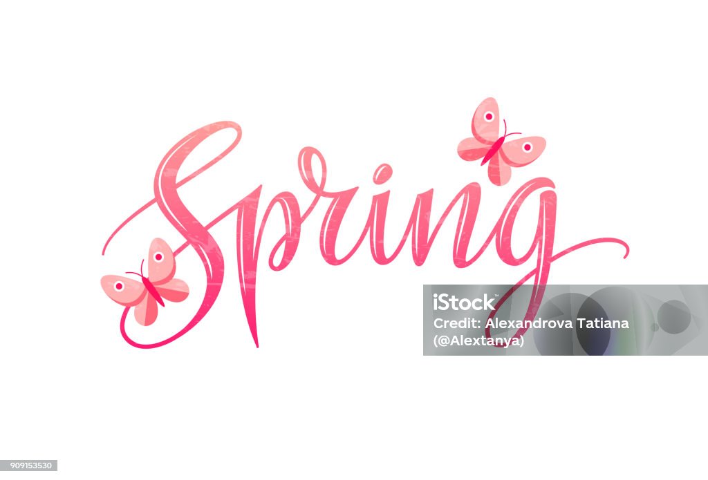 Spring Word Logos Spring Logo Isolated On White Background Vintage Letterng Typography ...