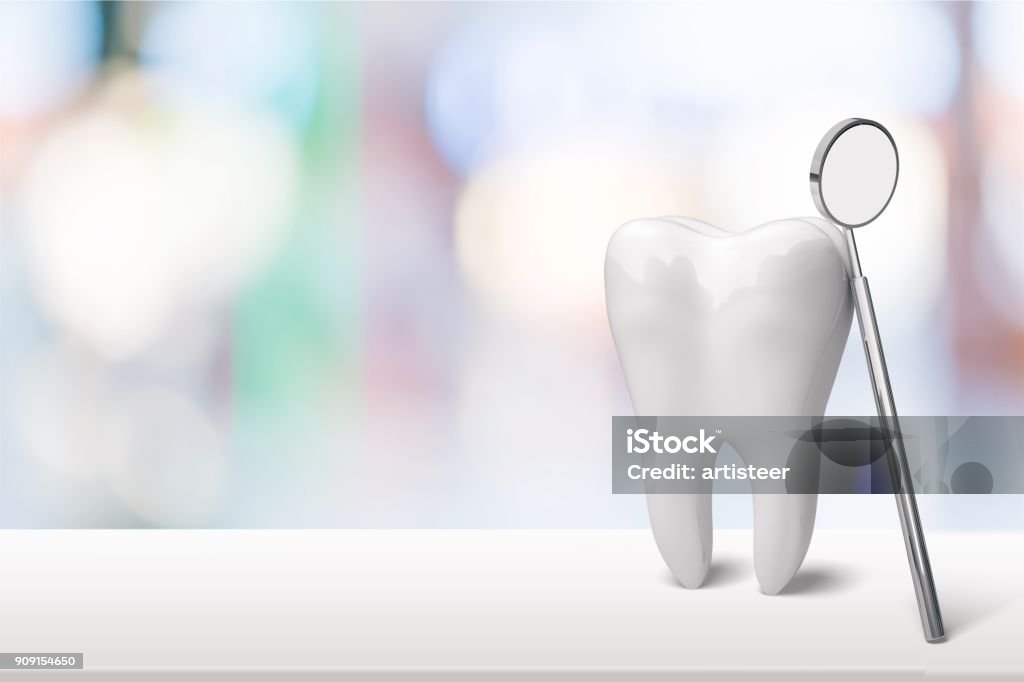 Dentist. Big tooth and dentist mirror Dentist Stock Photo