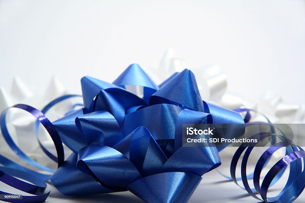 Blue and White Bows  Hanukkah Stock Photo