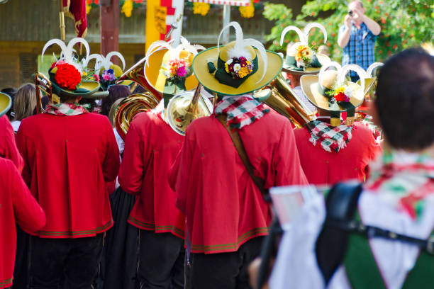 MARIA LUGGAU, AUSTRIA - AUGUST 23, 2015: Traditional folk band Maria Luggau at the parish fair during the parade