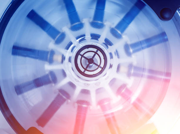 Platelet-Rich plasma preparation. Tube with blood in centrifuge. stock photo