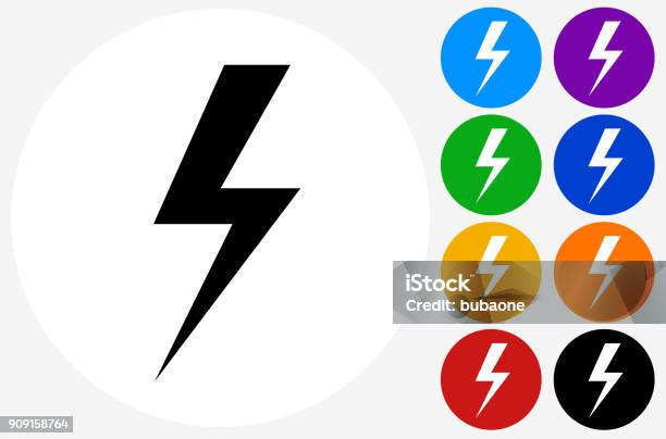 Lightning Thunderstorm Stock Illustration - Download Image Now - Electricity, Icon Symbol, Circle