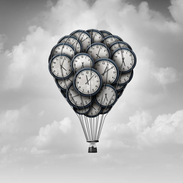 시간 여행 개념 - hot air balloon 이미지 뉴스 사진 이미지