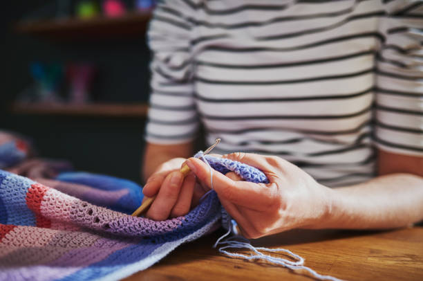 Woman sewing closeup
