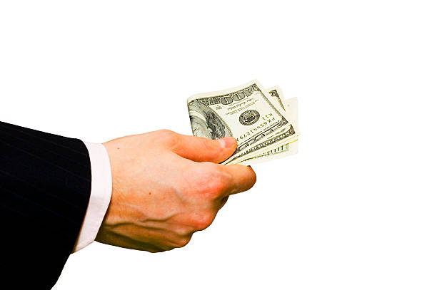 istock Hand with money isolated on white background 90916813