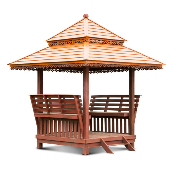 istock Wooden gazebo pavilion 909172250