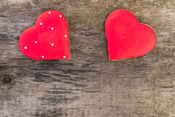 istock Heart shaped cookies for valentine day on rustic wooden table 909176968