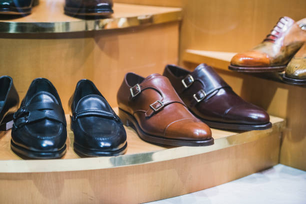 istock Men shoes in a store 909177360