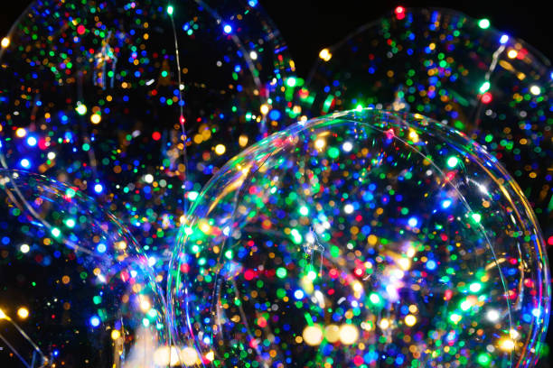 istock LED transparent balloon with multi-colored luminous garland 909180054