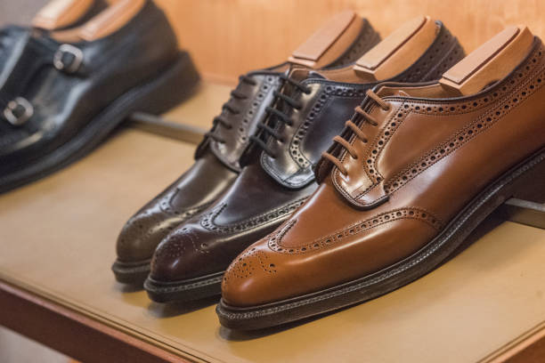 istock Men elegant shoes in a store 909180776