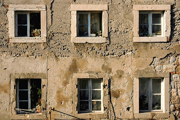 Six Old Windows stock photo